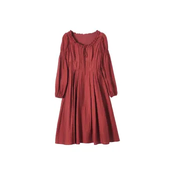 XIANGYING Long Sleeved Dresses Women's Red