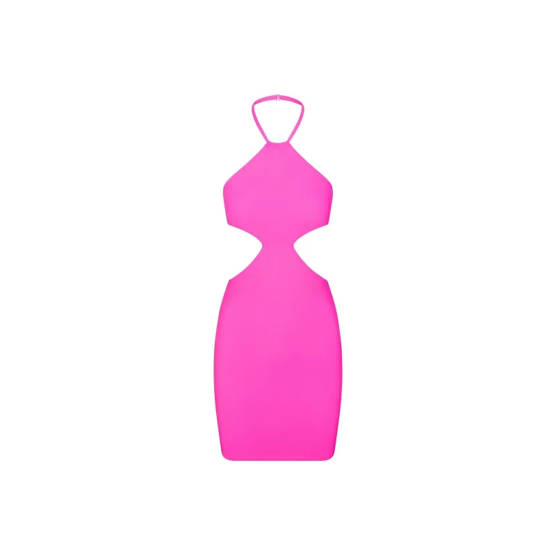 SKIMS CUT OUT HALTER DRESS Slip Dresses Women's Neon Pink-0
