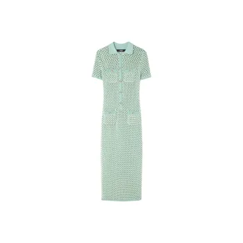 VERSACE Crochet Knit Polo Maxi Dress