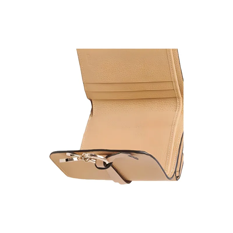 Chloe Alphabet Cow Leather Wallet Mini Women's Light Brown-4