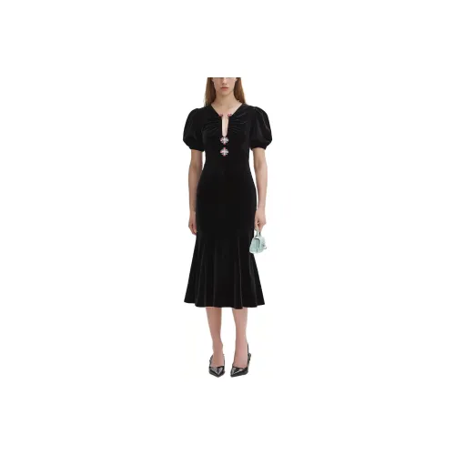 Self portrait Short Sleeved Dress Women's Classic Black