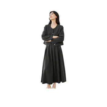 VIMLY Two Piece Skirt Sets Women's Gray