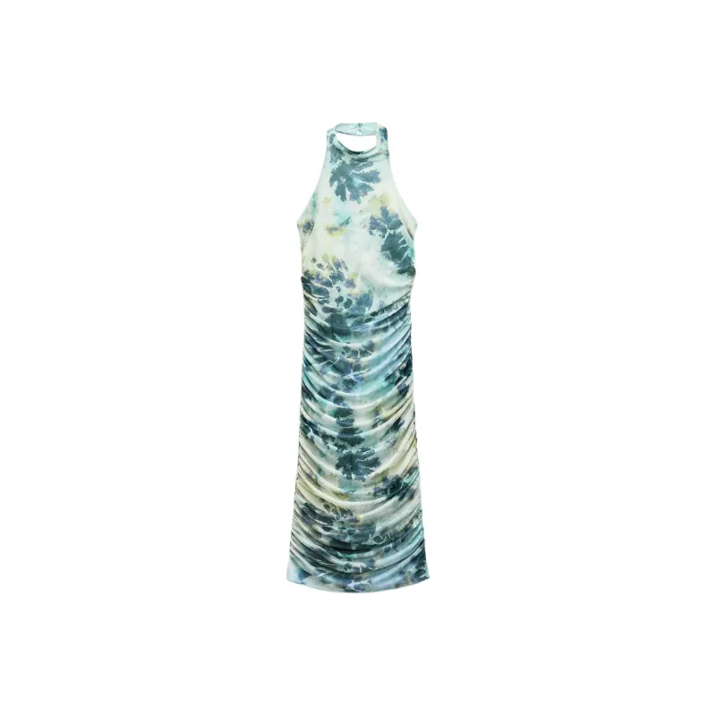 ZARA Sleeveless Dress Women's Blue-0