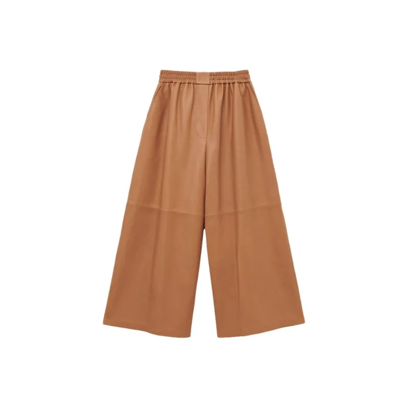 LOEWE Leather Pants Women's Brown-0