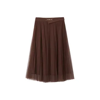 YINER GoodLand Casual Long Skirts Women's Brown