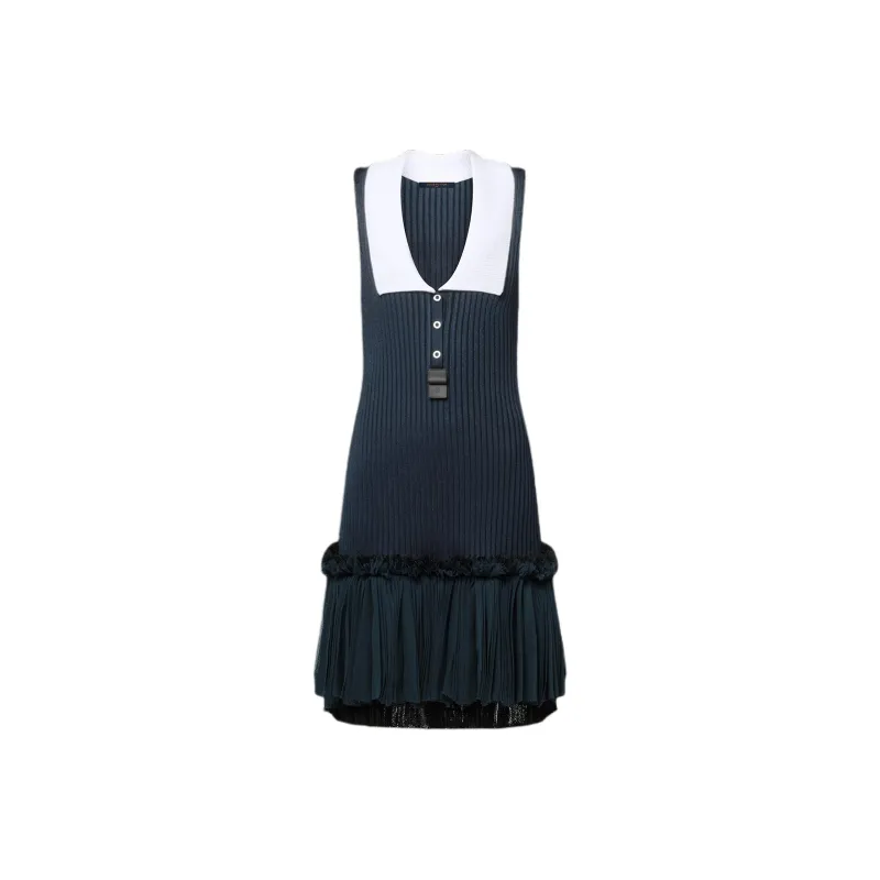 LOUIS VUITTON Sleeveless Dress Women's Dark Blue-0