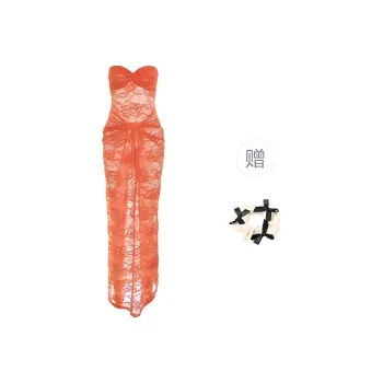 TORIGHT Sleeveless Dress Women's Orange+Bowknot Hair Tie Comes With