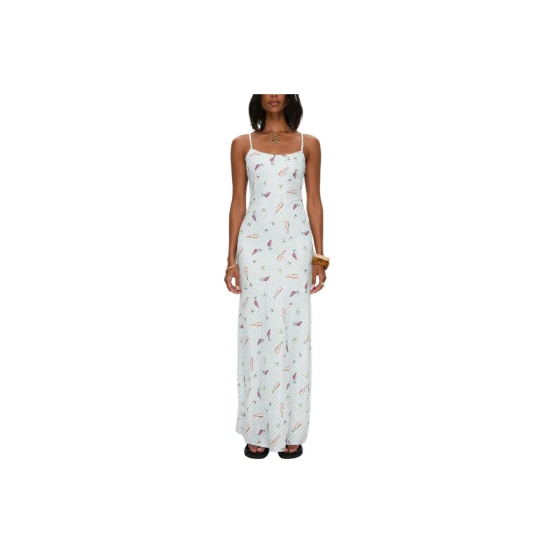 PRINCESS POLLY CHARCUTERIE MAXI DRESS Slip Dress Women's BLUE/Blue-0