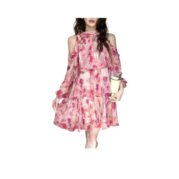 PAIN OR PLEASURE Long Sleeved Dress Women's Pink