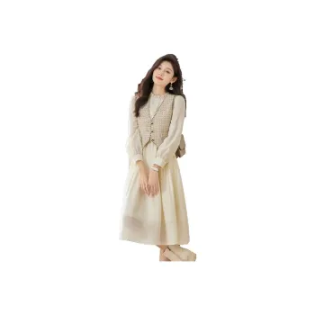VIMLY Two Piece Skirt Sets Women's Apricot