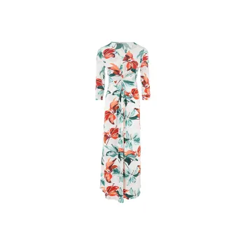 BESIONIA SS25 Long Sleeved Dress Women's Green Floral Pattern