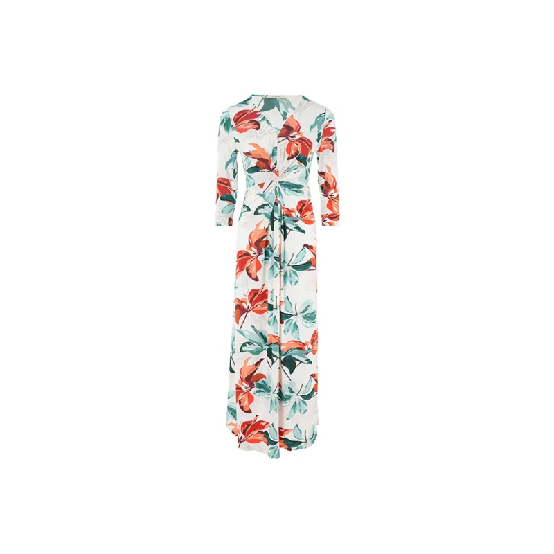 BESIONIA SS25 Long Sleeved Dress Women's Green Floral Pattern-0