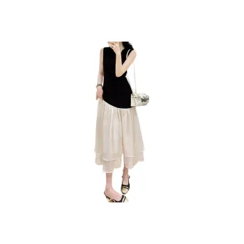 SNZX Sleeveless Dress Women's Black & Apricot