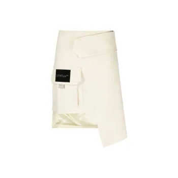 OFF WHITE Asymmetric Wool Mini Skirt