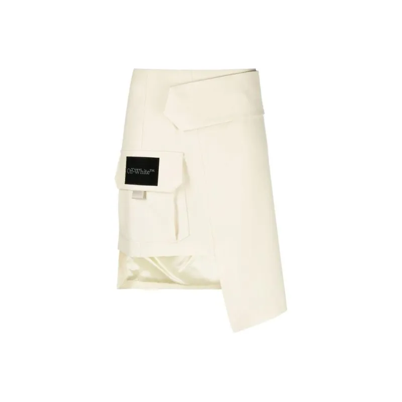 OFF WHITE Asymmetric Wool Mini Skirt-0