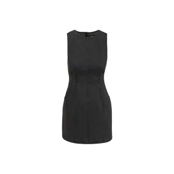 ARITZIA Denim Forum The Shift Denim Dress Sleeveless Dress Women's BLACK/Black