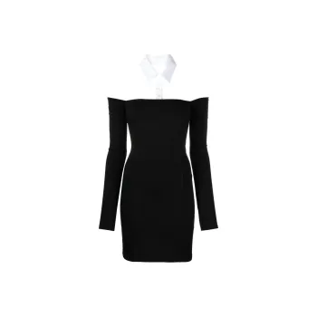 Patrizia Pepe Detachable-collar Sheath Mini Dress
