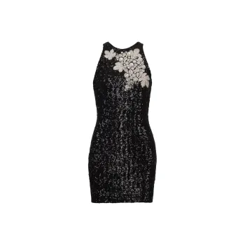 BALMAIN Embroidered Grape Motif Sleeveless Mini Dress