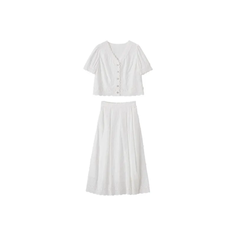 XIANGYING Skirt Set Women's White-0