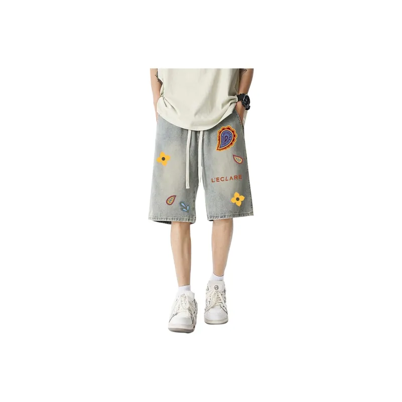 BLANC & ECLARE Comfortable Washed Denim Shorts Unisex-3
