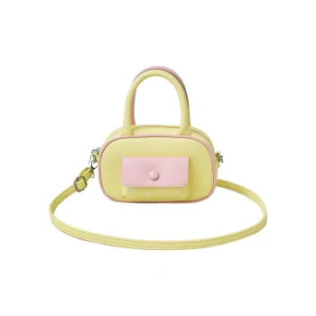 Homeboisportclub PU Bowling Bag, Handbag Women's Yellow/White/Purple/Silver
