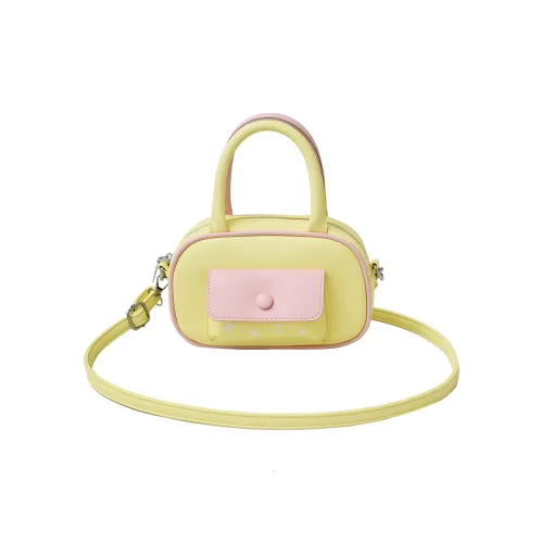 Homeboisportclub PU Bowling Bag, Handbag Women's Yellow/White/Purple/Silver