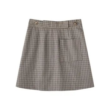Miss Ha Ya Casual Short Skirts Women's Whiskey Plaid