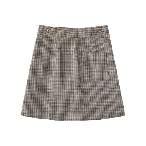 Miss Ha Ya Casual Short Skirts Women's Whiskey Plaid