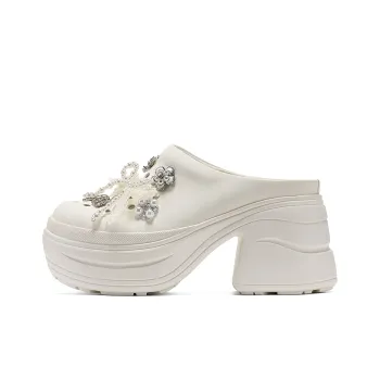 GG CC Platform Closed Toe Slippers High Heel Clogs Women's