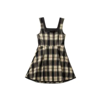 DEAR DEER PUFF Slip Dresses Women's Plaid