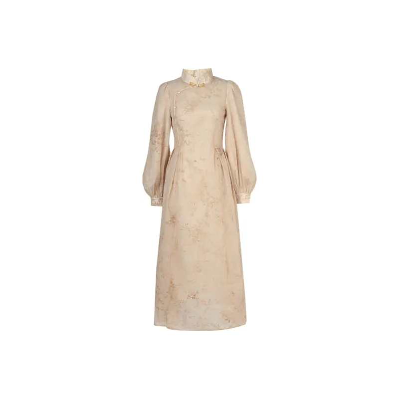Duffy Fashion Long-Sleeved Dresses Women's Light Tea Brown-0