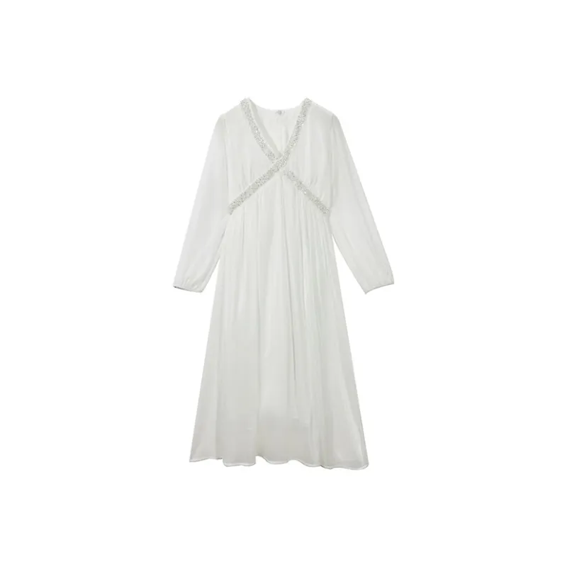 SECFLY OFFICIAL Long Sleeved Dress Women's Ivory-0