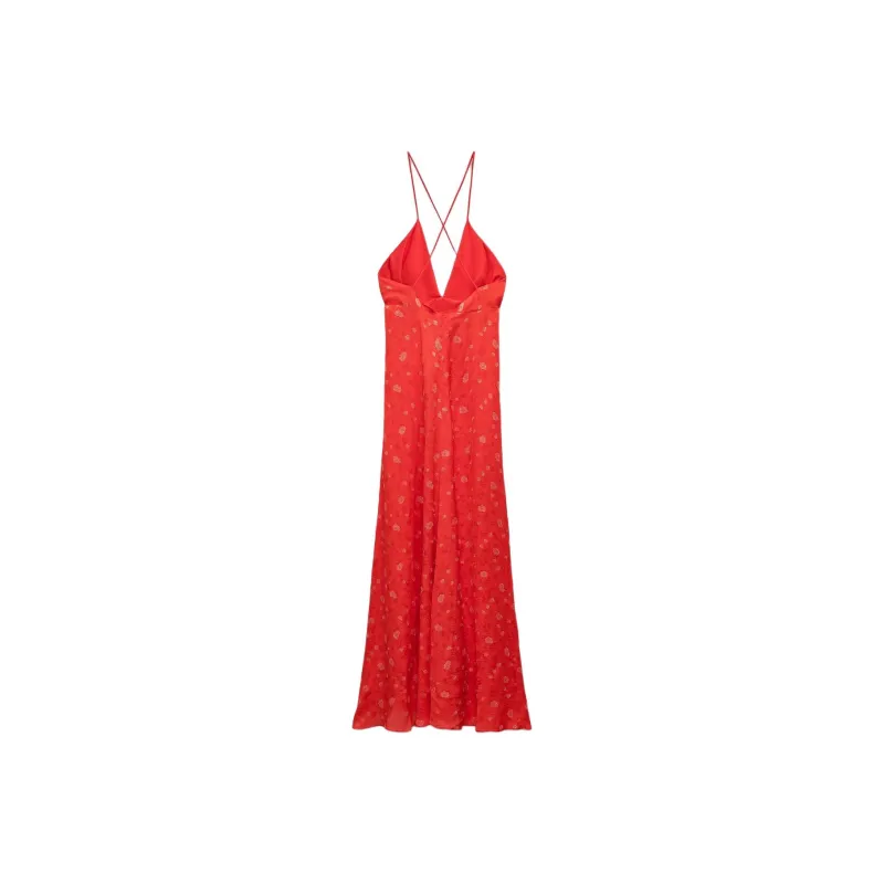 ZARA Slip Dresses Women's Red-0