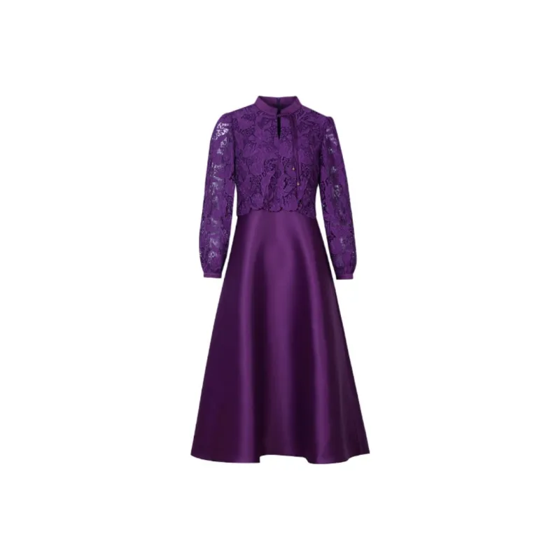 BBLLUUEE Long Sleeved Dress Women's Violet-0