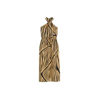 H&M Sleeveless Dress Women's Beige/Leopard