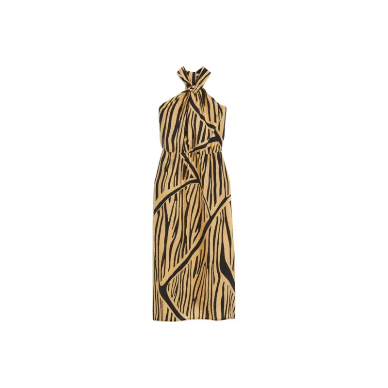 H&M Sleeveless Dress Women's Beige/Leopard-0