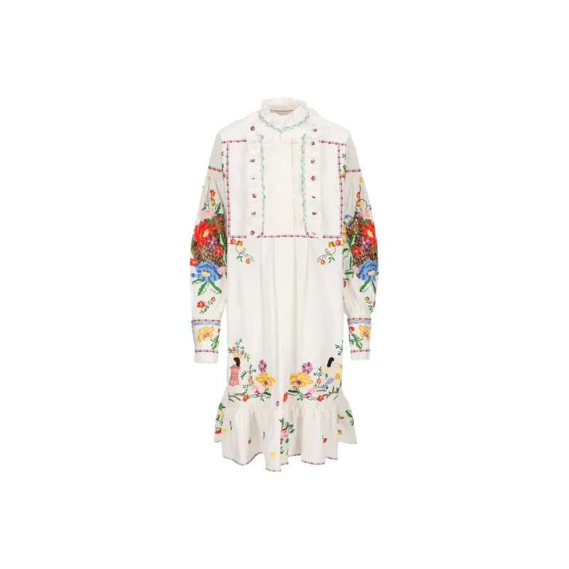 Valentino Long Sleeved Dress Women's White-0