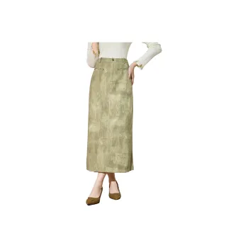 SMEN Casual Long Skirts Women's Khaki
