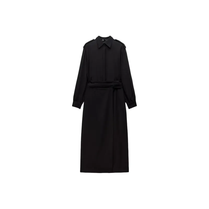 ZARA Long-Sleeved Dresses Women's Black-0
