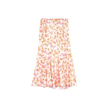 Maje Imprimé Fleur Satin Midi Skirt