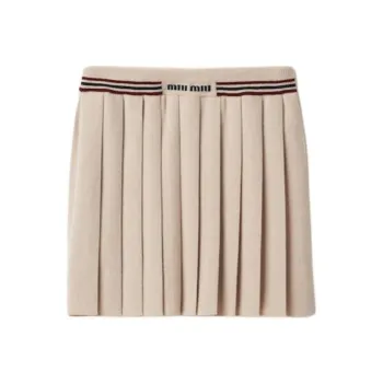 MIU MIU Pleated Knitted Cashmere Miniskirt