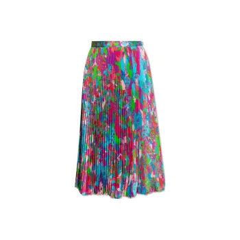 VERSACE Abstract-print Pleated Midi Skirt