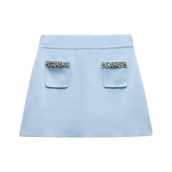 ZARA Casual Short Skirts Women's Light Blue