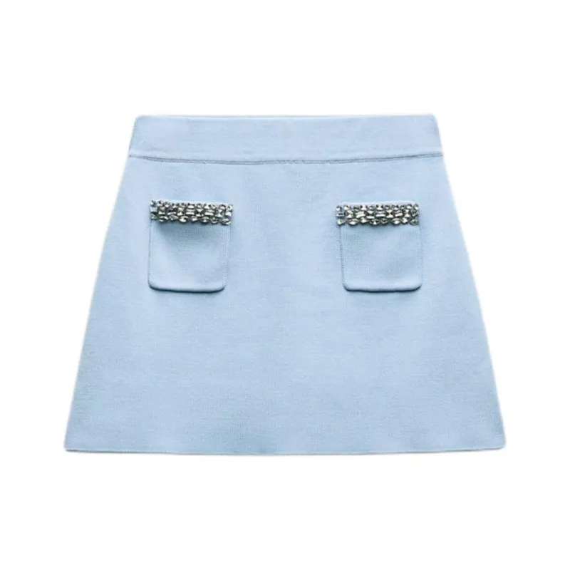 ZARA Casual Short Skirts Women's Light Blue-0