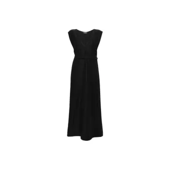 Fabiana Filippi V Neck Tied Waist Sleeveless Dress