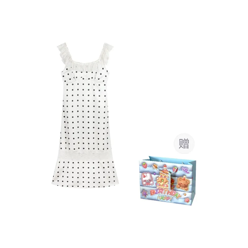 REMOULD Slip Dress Women's White Polka Dot-0