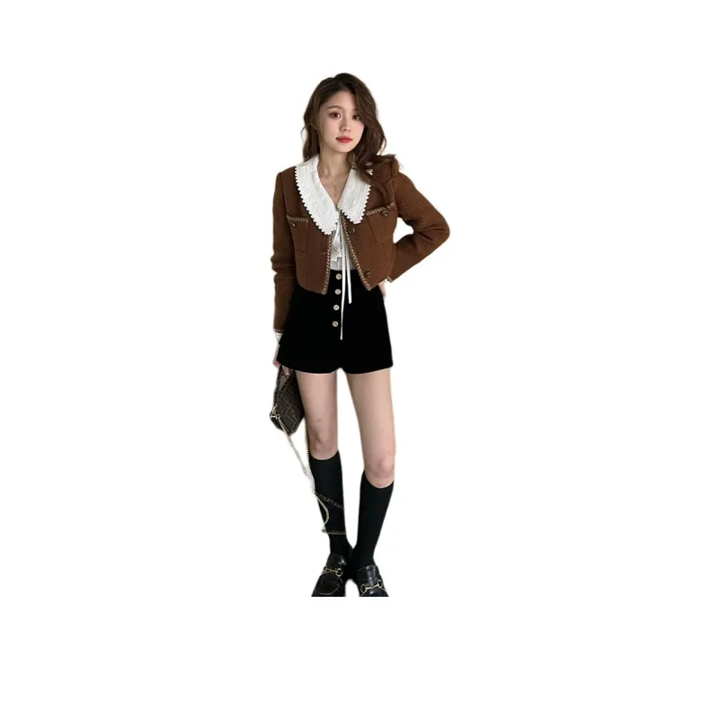 DEAR DEER PUFF Casual Shorts Women's Black Shorts-0