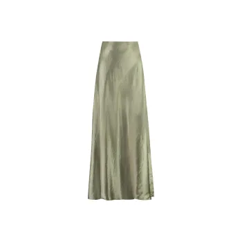 VINCE Crinkled finish Satin Maxi Skirt