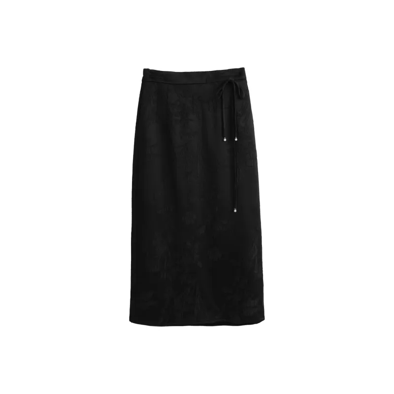 Olrain Casual Long Skirt Women's Black-0