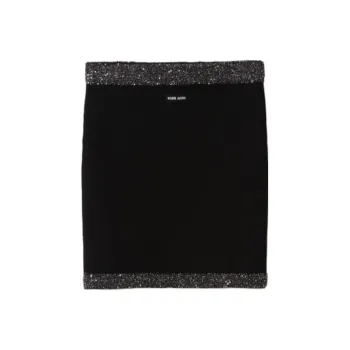 MIU MIU Embellished Ribbed Mini Skirt